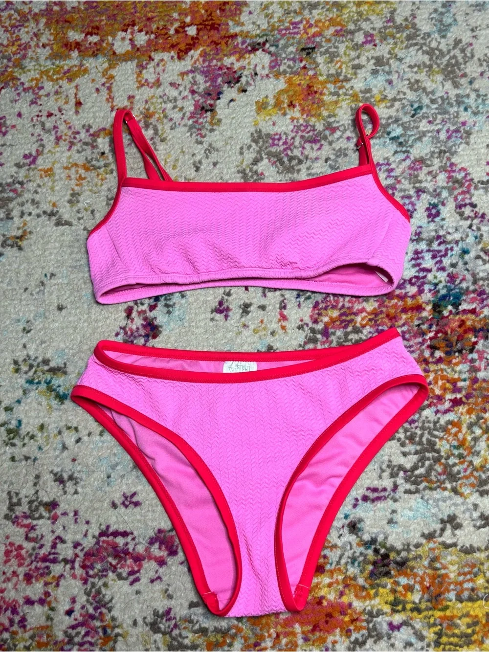 Women's Pink Wild Fable Two-Piece Bikini Set with Red Trim